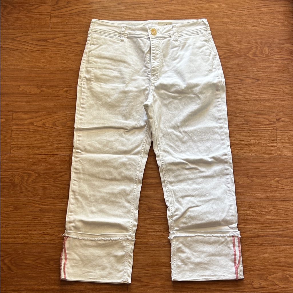 Pilcro And The Letterpress White Jeans With Red Stitching